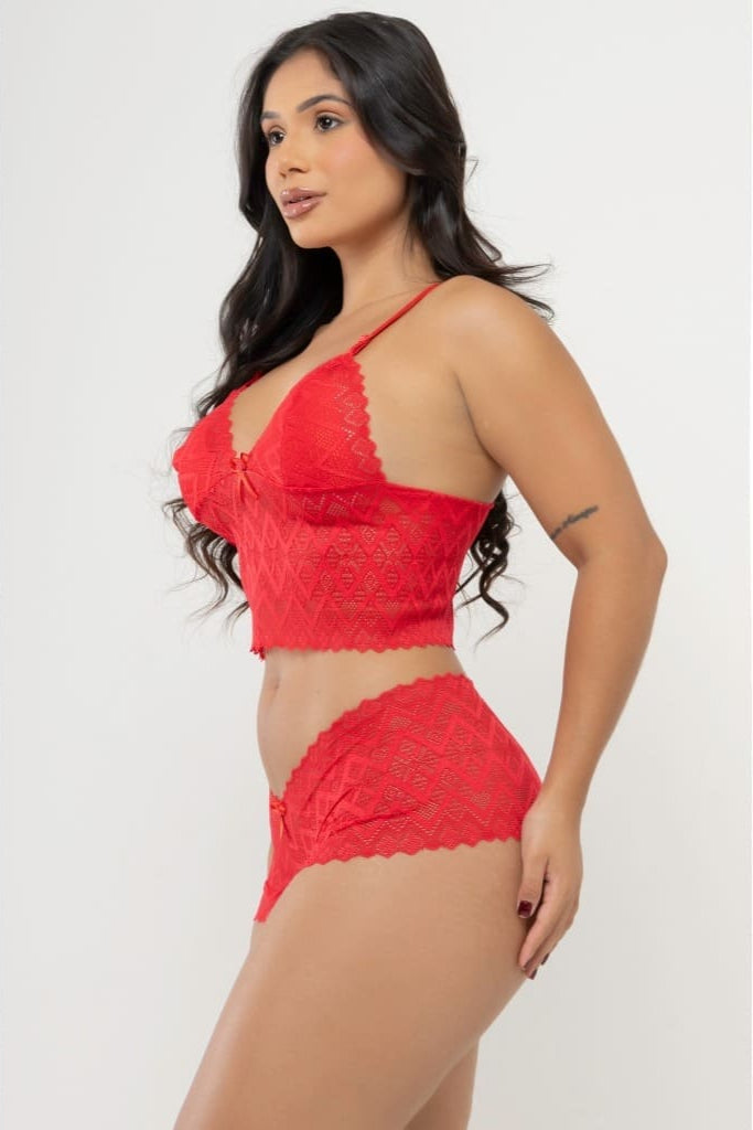 Conjunto sutiã Em Renda Com Aro e Calcinha Em Renda Branca