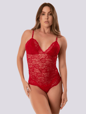 Body Em Renda Sem Bojo Vermelho