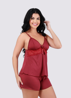 Baby Doll Amamentar Com Renda Marinho