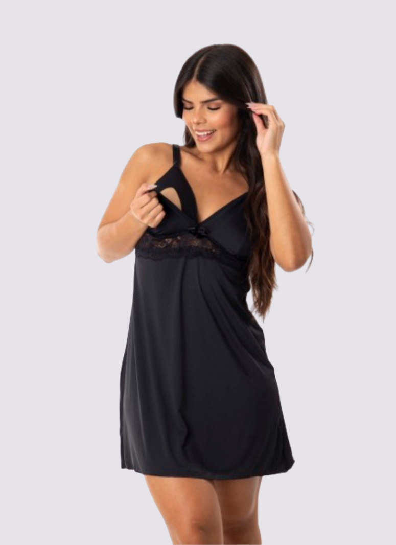 Camisola De Amamentação Em Renda Azul Ciano