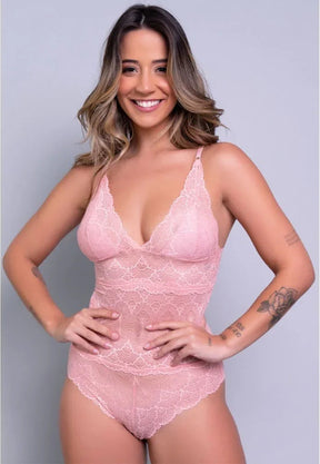 Body Sem Bojo Transparente Em Renda Branco