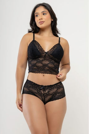 Conjunto sutiã Em Renda Com Aro e Calcinha Em Renda Branca