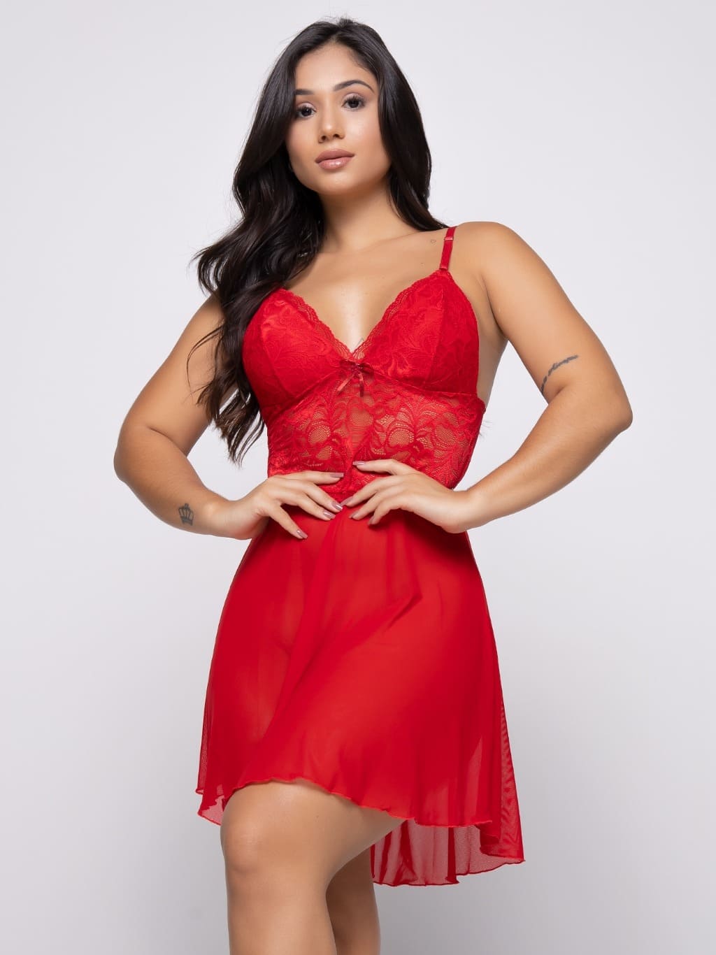 Camisola transparente Tule Em Renda
